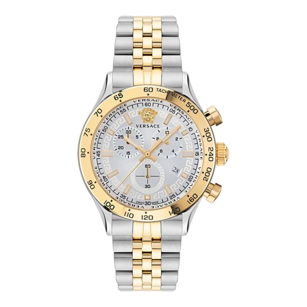 Versace  Hellenyium Chrono Bracelet Watch Two Tone Mens